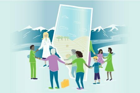 Healthcare providers and Albertans gathering around the province of Alberta | Health Quality Council of Alberta