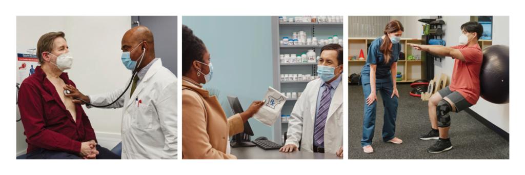 Patient and doctor, patient and pharmacist and patient and physiotherapist